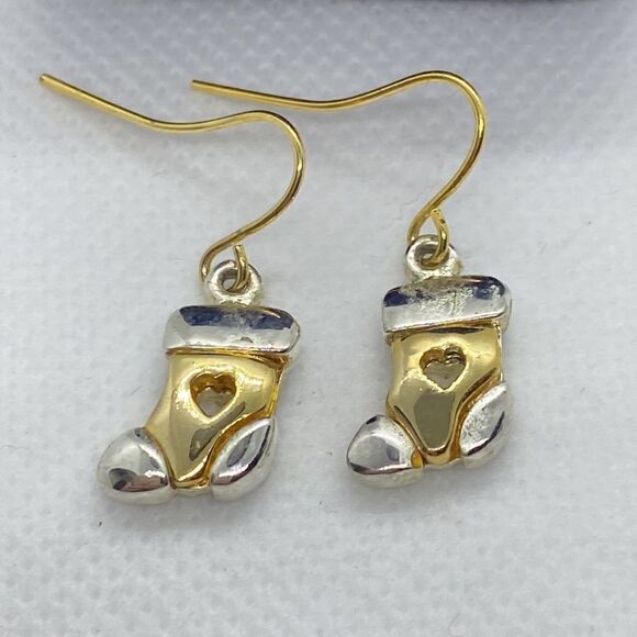 šĀ Vintage Gold & Silver HeartāStocking CostumeāEarrings - Picture 2 of 5